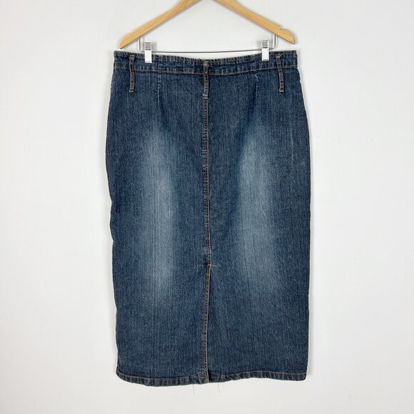 Y2K Vintage Denim Stretch Maxi Skirt Size 1X Western Women's - Picture 3 of 4
